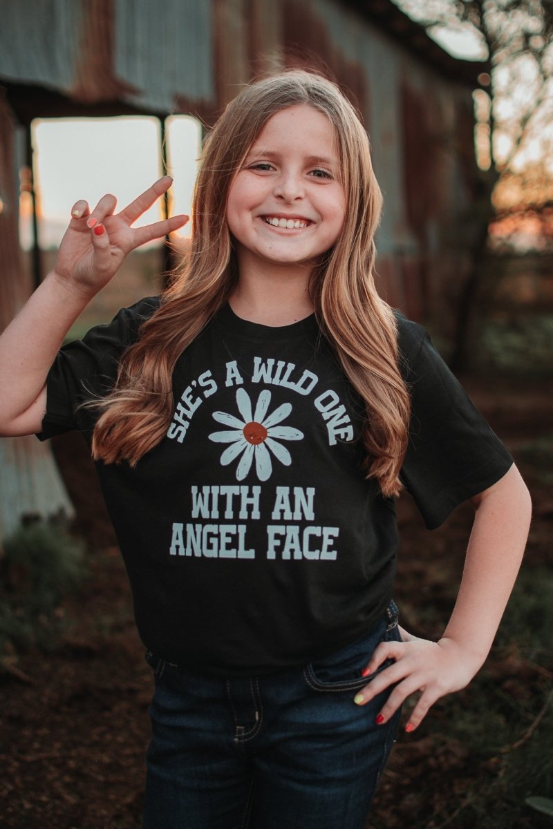 She's a Wild One With an Angel Face | Kid's T-Shirt | Ruby's