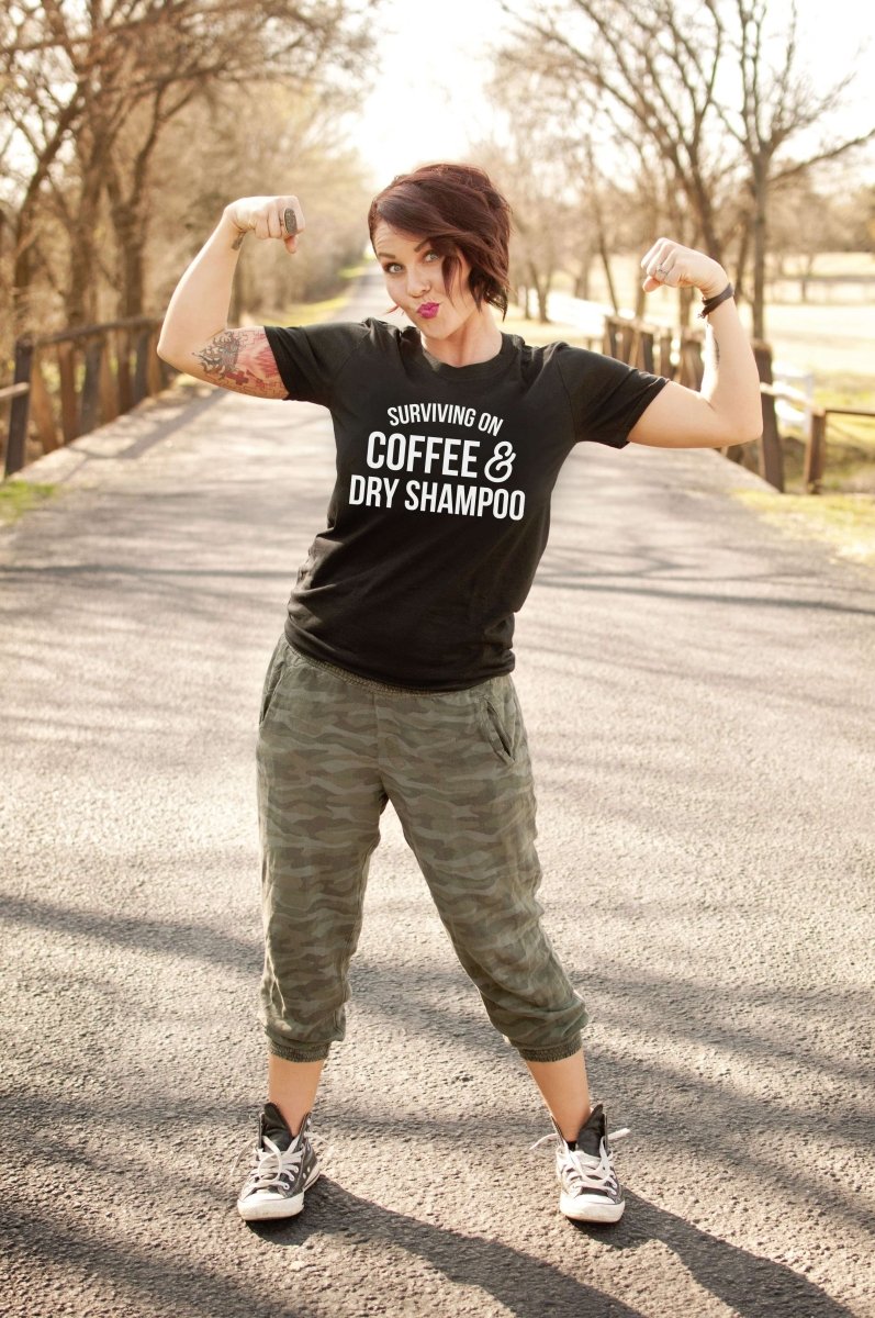 Surviving on Coffee & Dry Shampoo | Women’s T-Shirt | Ruby’s Rubbish®